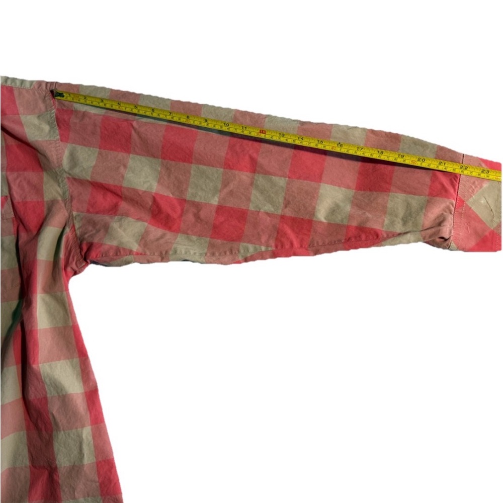 WRANGLER 20X Men’s Salmon/Orange and Tan Plaid Long-Sleeved Button Down Shirt - Picture 5 of 8